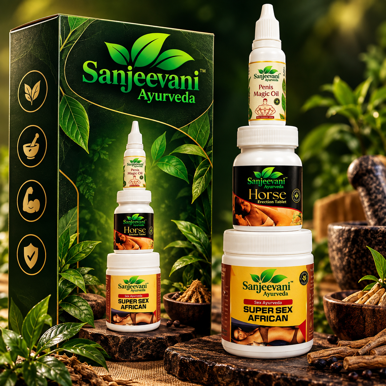 Horse Erection Tablet + Magic Oil + Super Sex African Combo Pack
