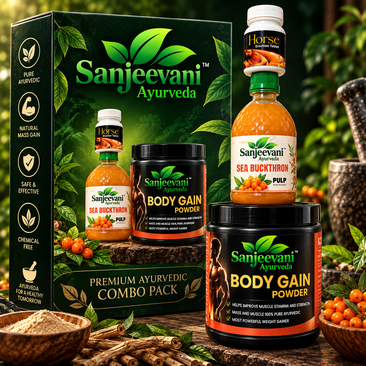 Horse Erection + Sea Buckthorn + Body Gain Combo